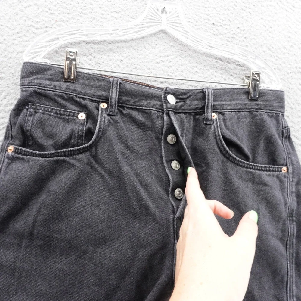 We The Free Free People Raw Hem‎ Denim Cutoff Shorts 31 Black Womens Button Fly